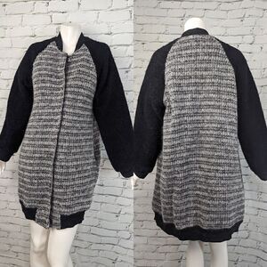 Chunky knit cardigan, extra long fit, wool sweater made in italy size small